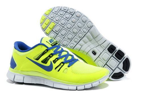 Nike Free Run +3 5.0 Mens Fluorescent Green Sapphire Blue Clearance